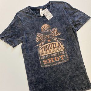 Black Tie Dye Tequila Bottle Graphic Tee